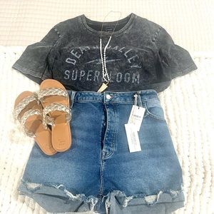 Denim cutoff button-fly shorts- Forever 21